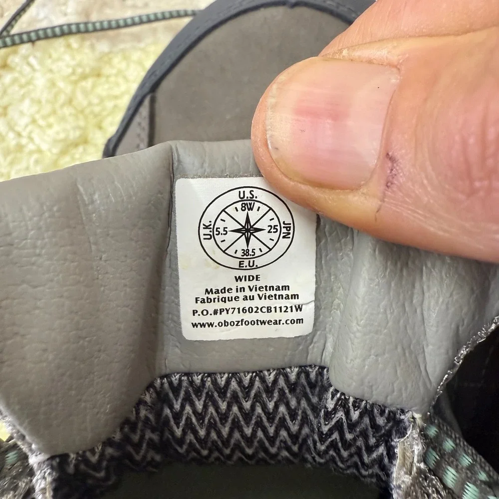 OBoz Waterproof Hiking Shoes Women's Gray Teal Lace Up Outdoor Boots women's S 8 - Picture 16 of 16